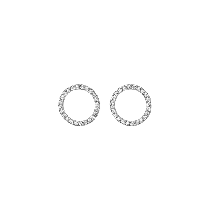 Diamond Circle Earrings  Sterling Silver White Gold Vermeil 14k White Gold 18k White Gold White Diamonds     Front First Pair | Single |