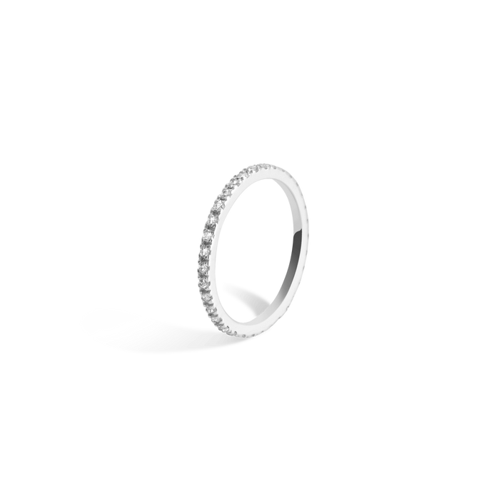 Quadricolor Ring  Sterling Silver White Gold Vermeil 14k White Gold 18k White Gold White Diamonds Half Side   Front First