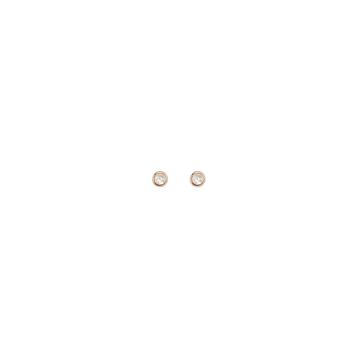 Birthstone Studs Moonstone - Jun 14K 18K Rose Gold Single | Pair