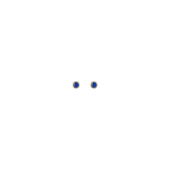Birthstone Studs Blue Sapphire - Sep 14K 18K Yellow Gold Single | Pair First