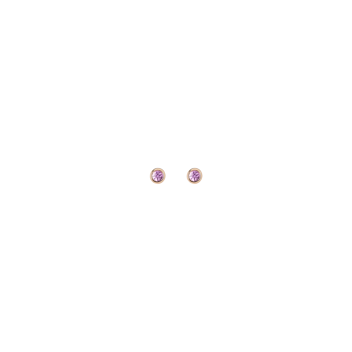 Birthstone Studs Dark Pink Sapphire - Oct 14K 18K Rose Gold Single | Pair