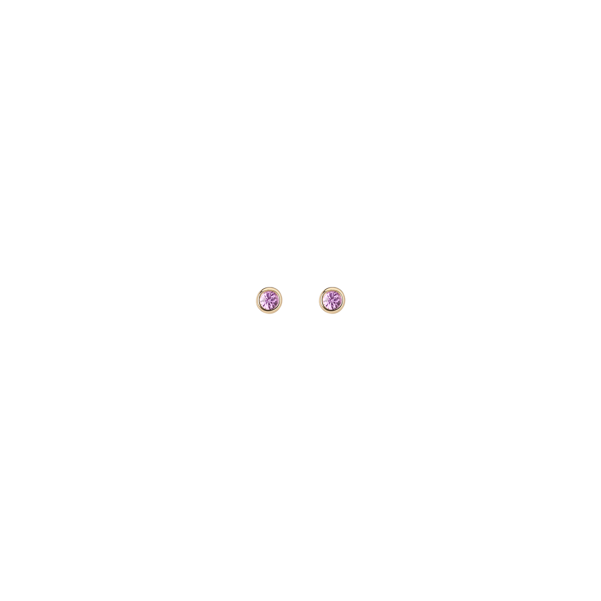 Birthstone Studs Dark Pink Sapphire - Oct 14K 18K Yellow Gold Single | Pair