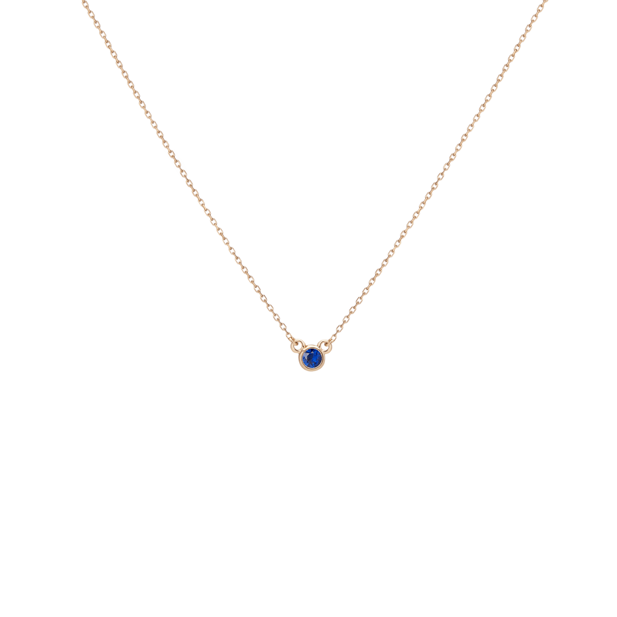 Birthstone Necklace Blue Sapphire - Sep 14K 18K Yellow Gold