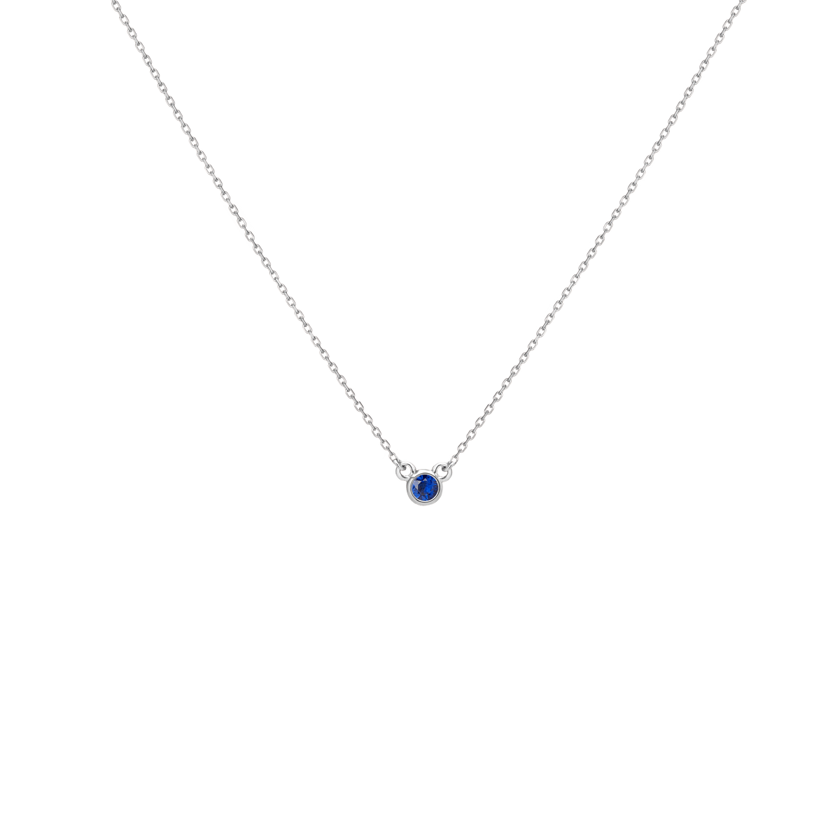 Birthstone Necklace Blue Sapphire - Sep 14K 18K White Gold