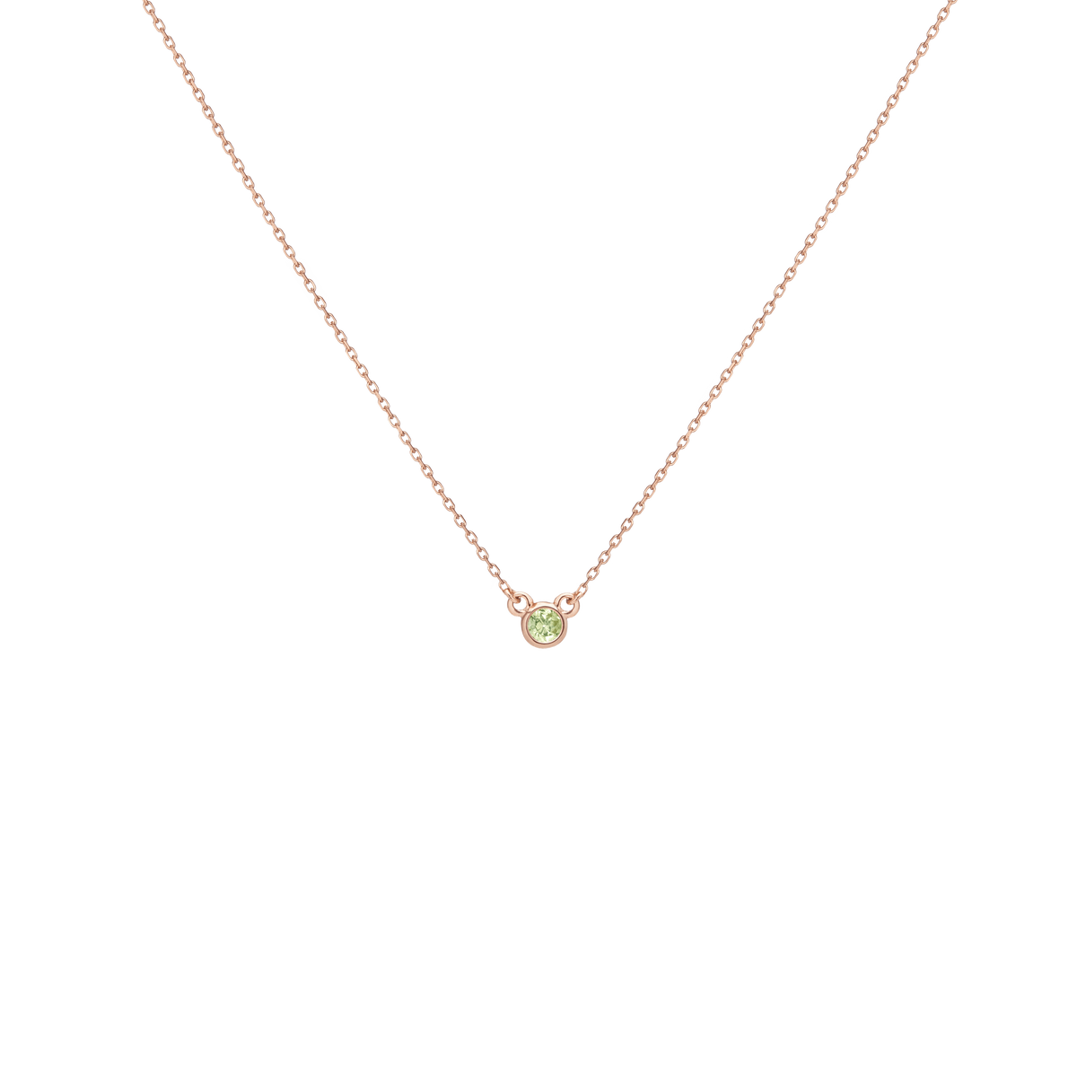 Birthstone Necklace Peridot - Aug 14K 18K Rose Gold