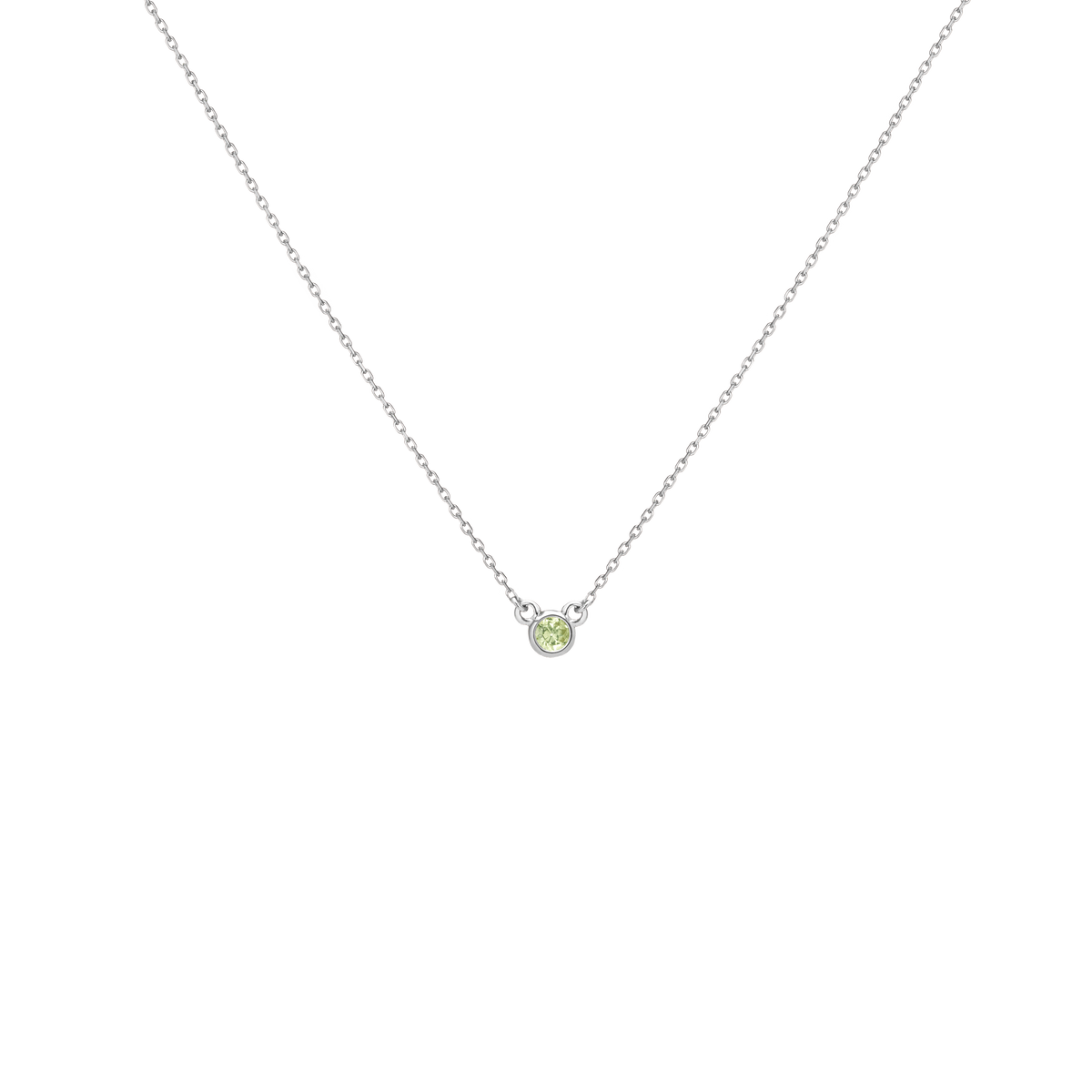 Birthstone Necklace Peridot - Aug 14K 18K White Gold 