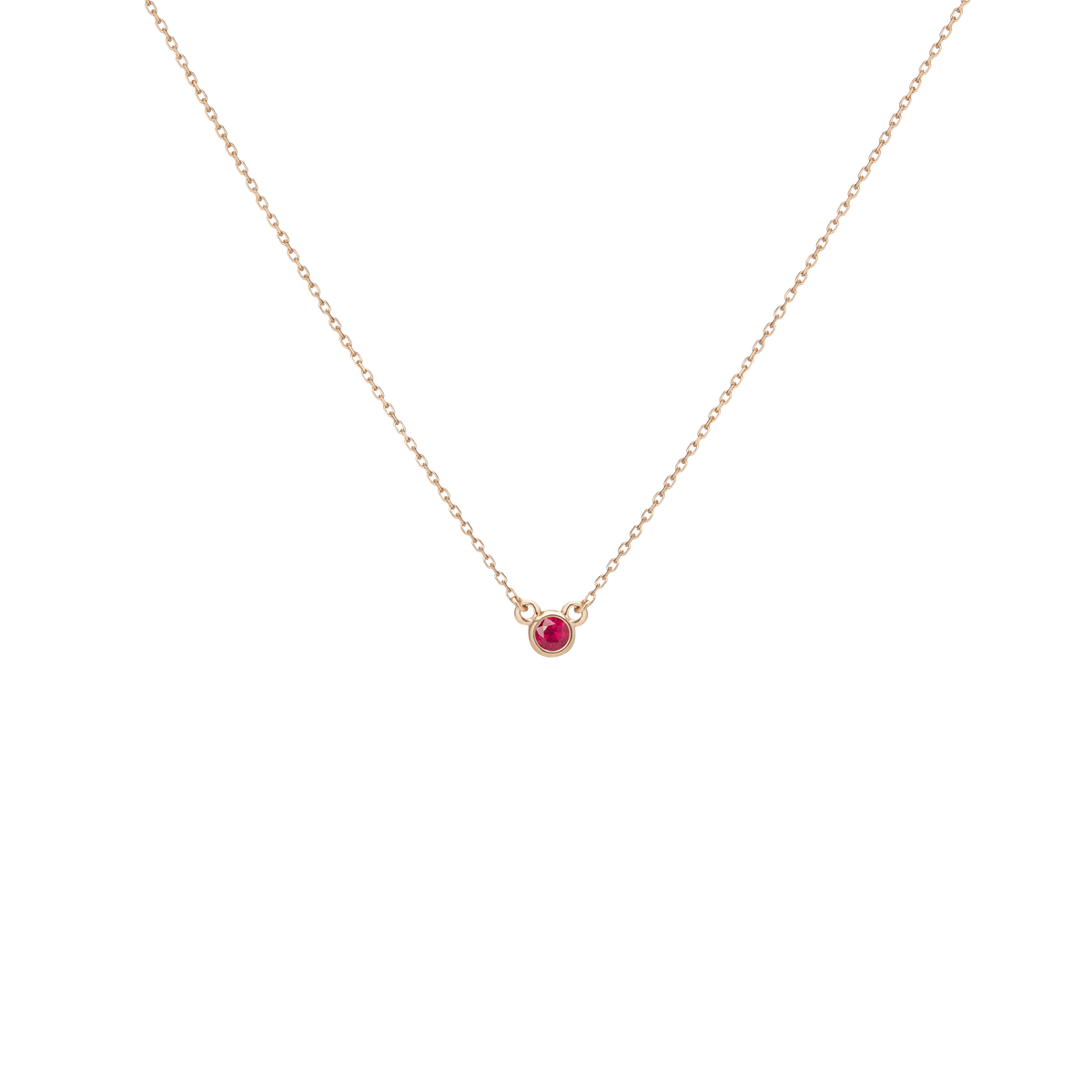 Birthstone Necklace Ruby - Jul 14K 18K Yellow Gold
