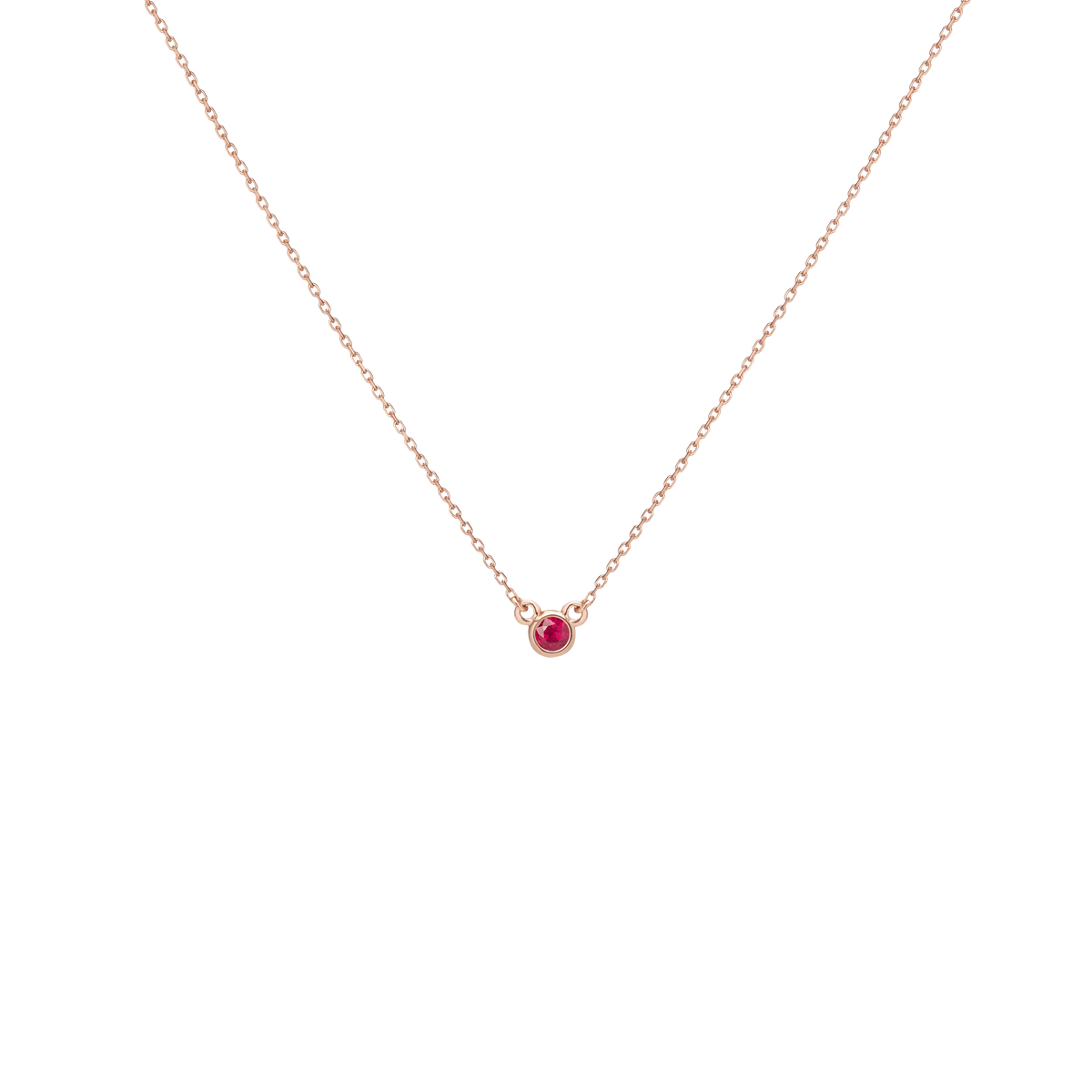 Birthstone Necklace Ruby - Jul 14K 18K Rose Gold