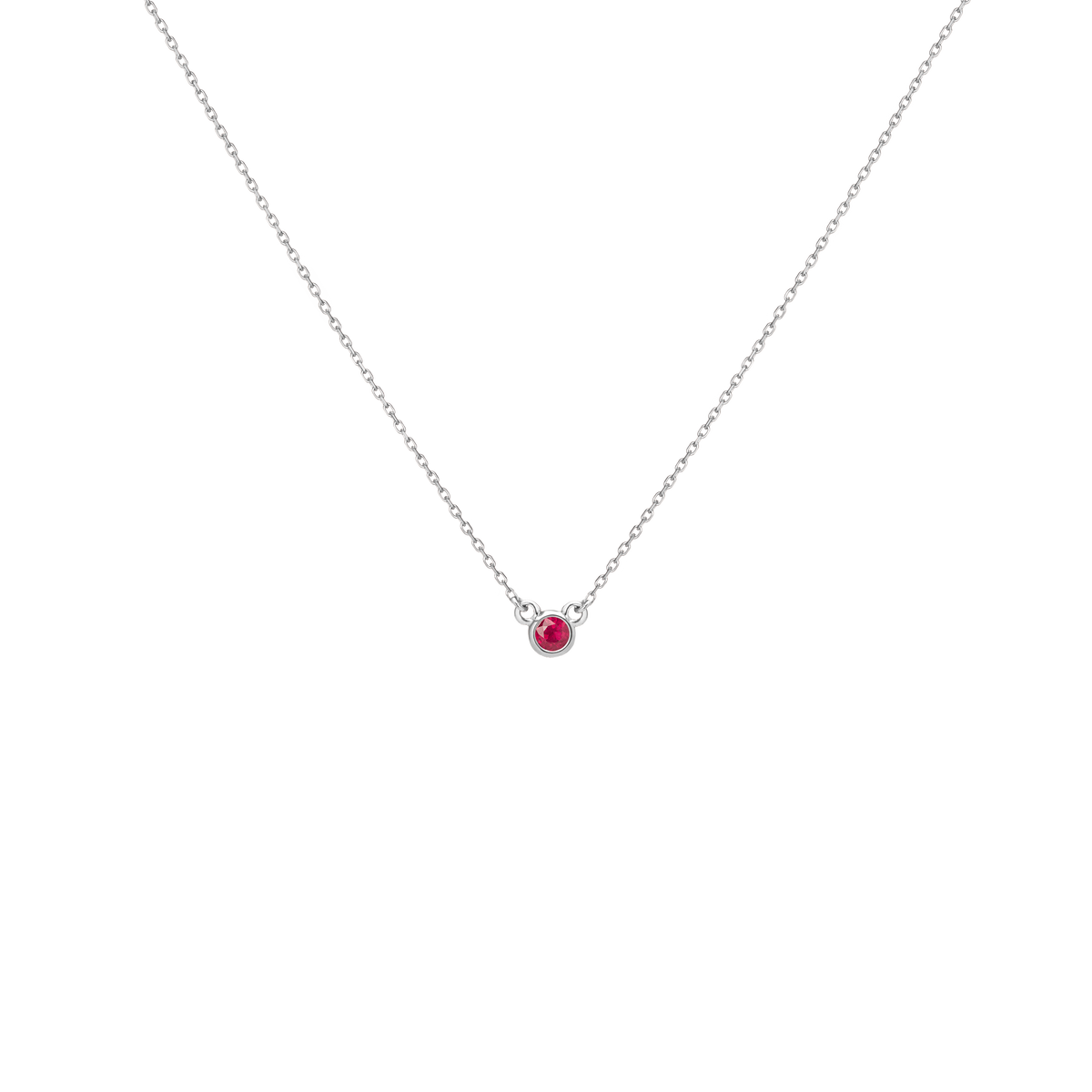 Birthstone Necklace Ruby - Jul 14K 18K White Gold