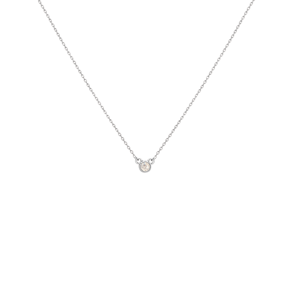 Birthstone Necklace White Topaz - Apr 14K 18K White Gold
