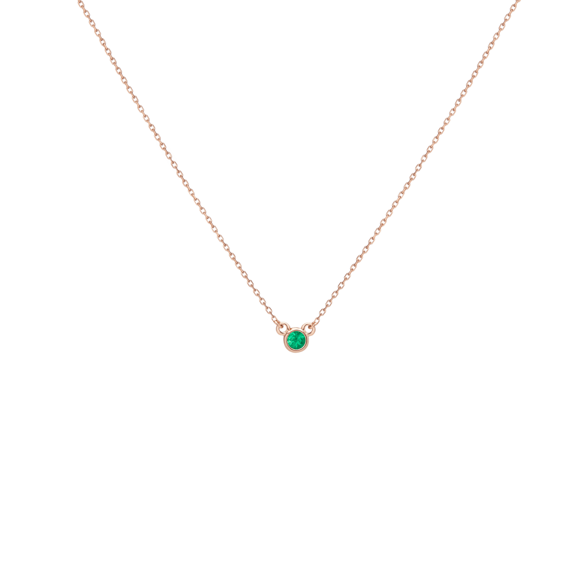 Birthstone Necklace Emerald - May 14K 18K Rose Gold First