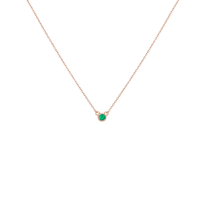 Birthstone Necklace Emerald - May 14K 18K Rose Gold First