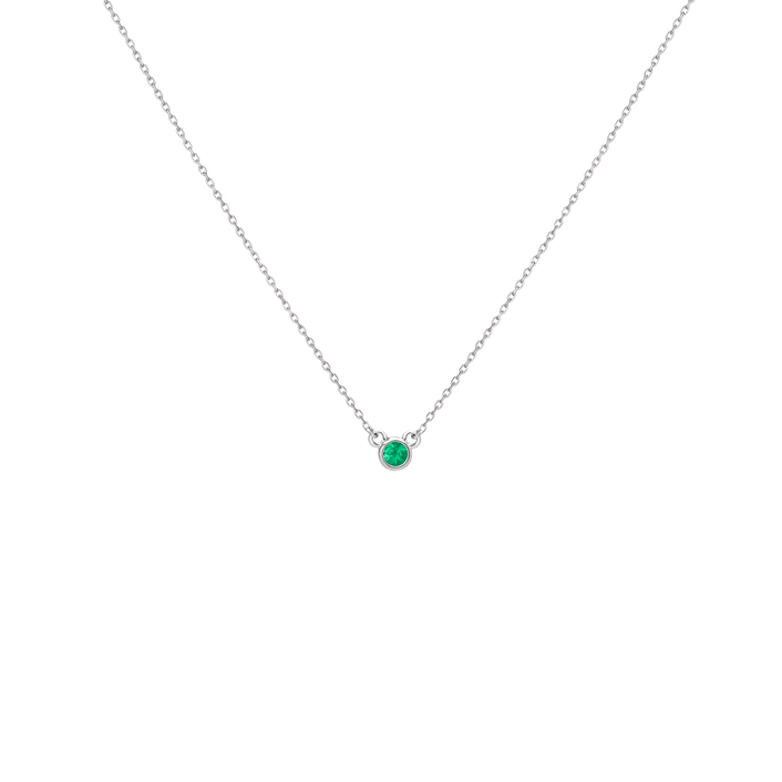 Birthstone Necklace Emerald - May 14K 18K White Gold First
