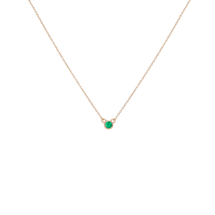 Birthstone Necklace Emerald - May 14K 18K Yellow Gold First