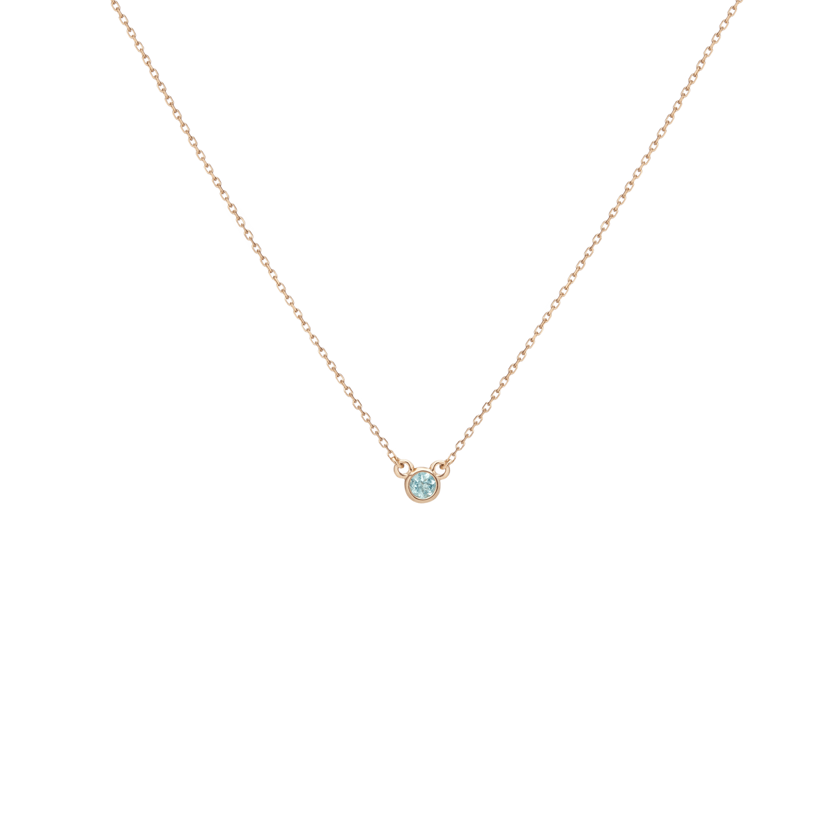Birthstone Necklace Aquamarine - Mar 14K 18K Yellow Gold