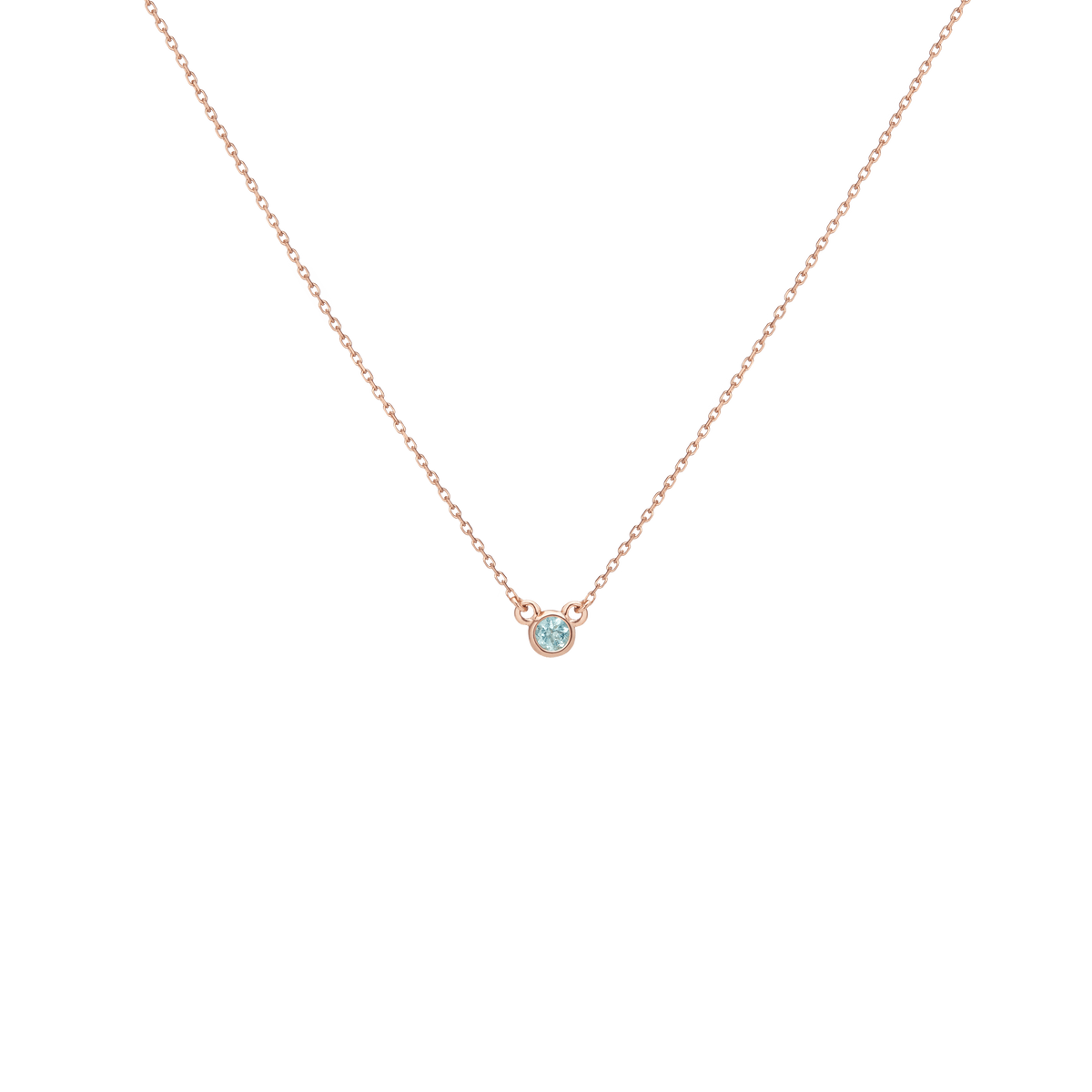 Birthstone Necklace Aquamarine - Mar 14K 18K Rose Gold
