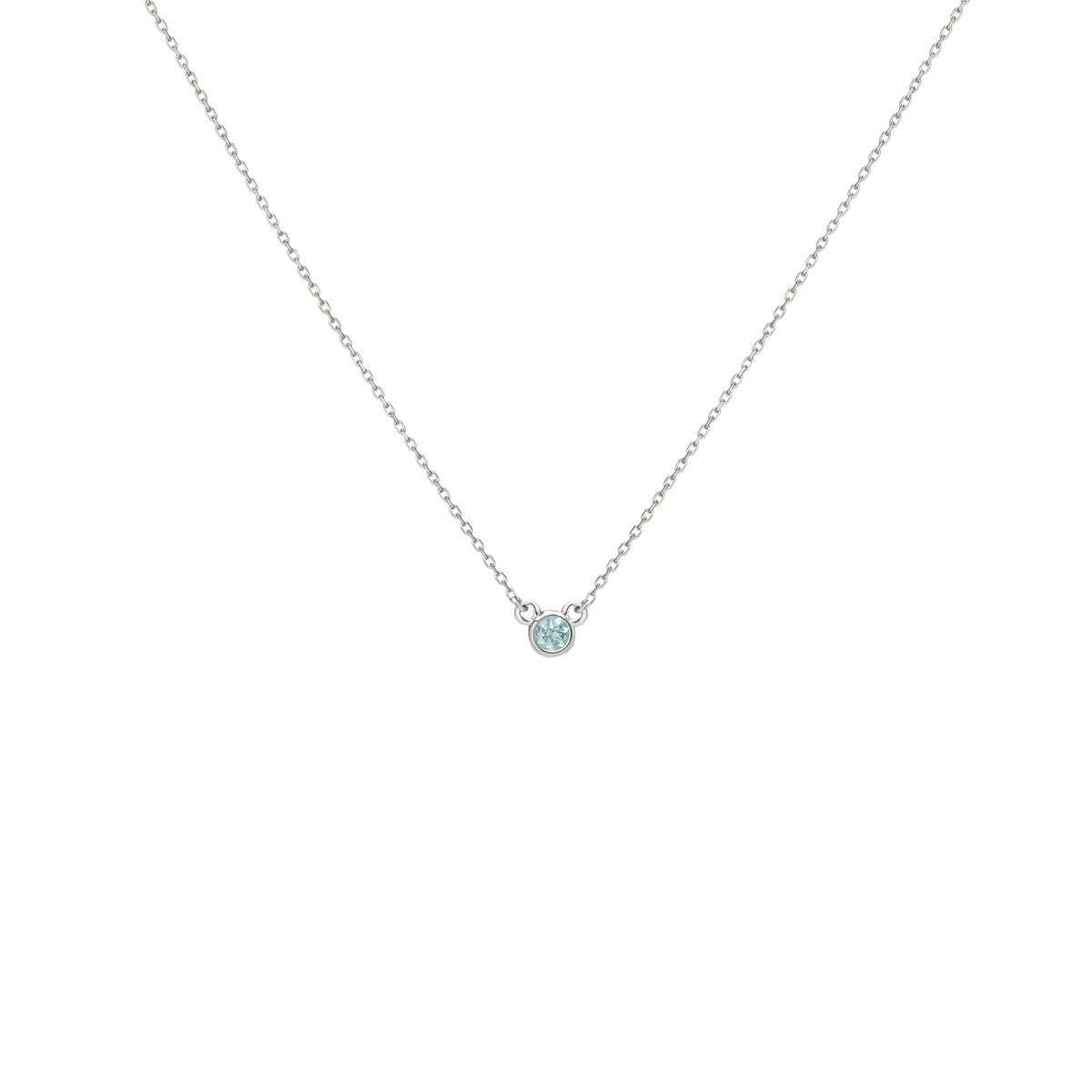 Birthstone Necklace Aquamarine - Mar 14K 18K White Gold