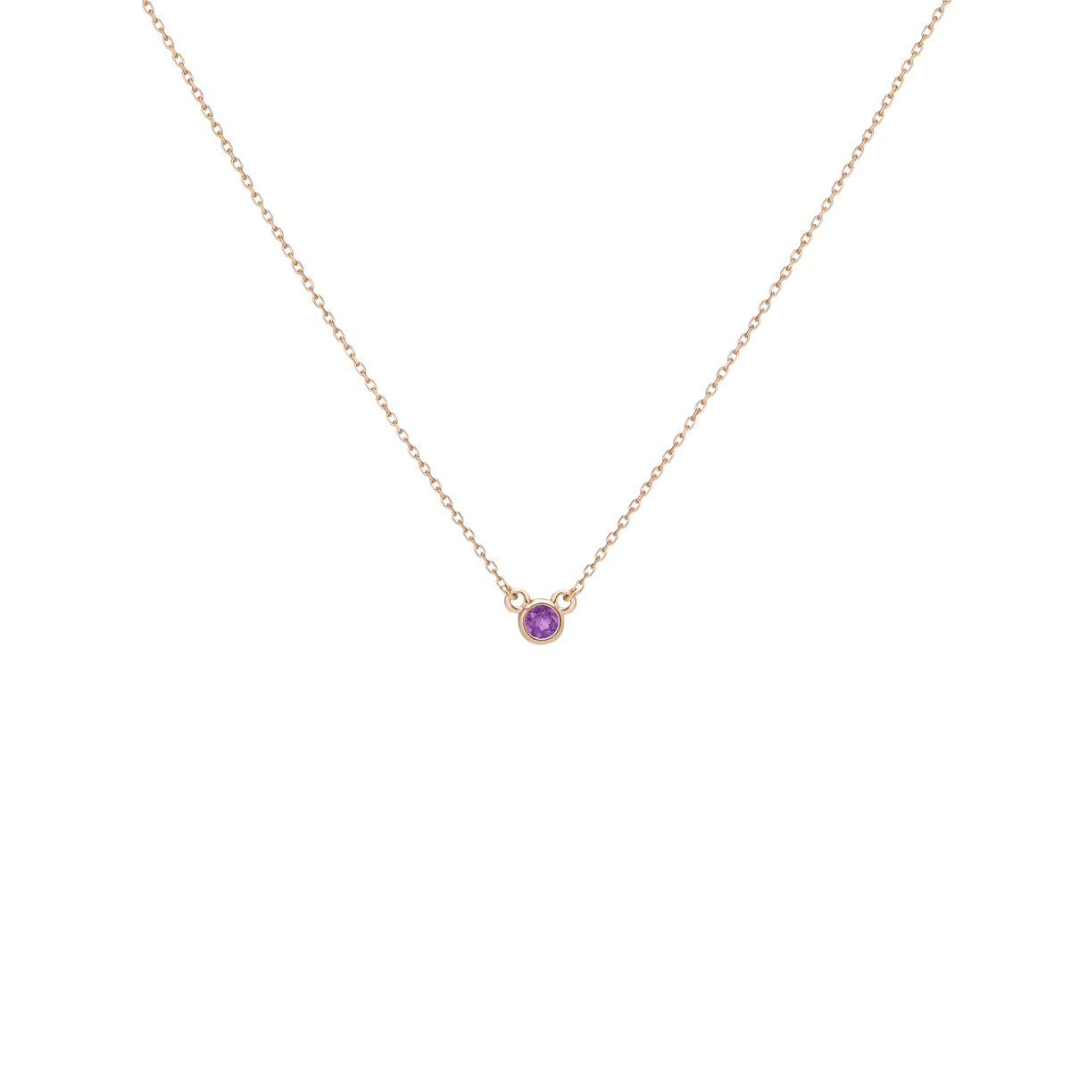 Birthstone Necklace Amethyst - Feb 14K 18K Yellow Gold