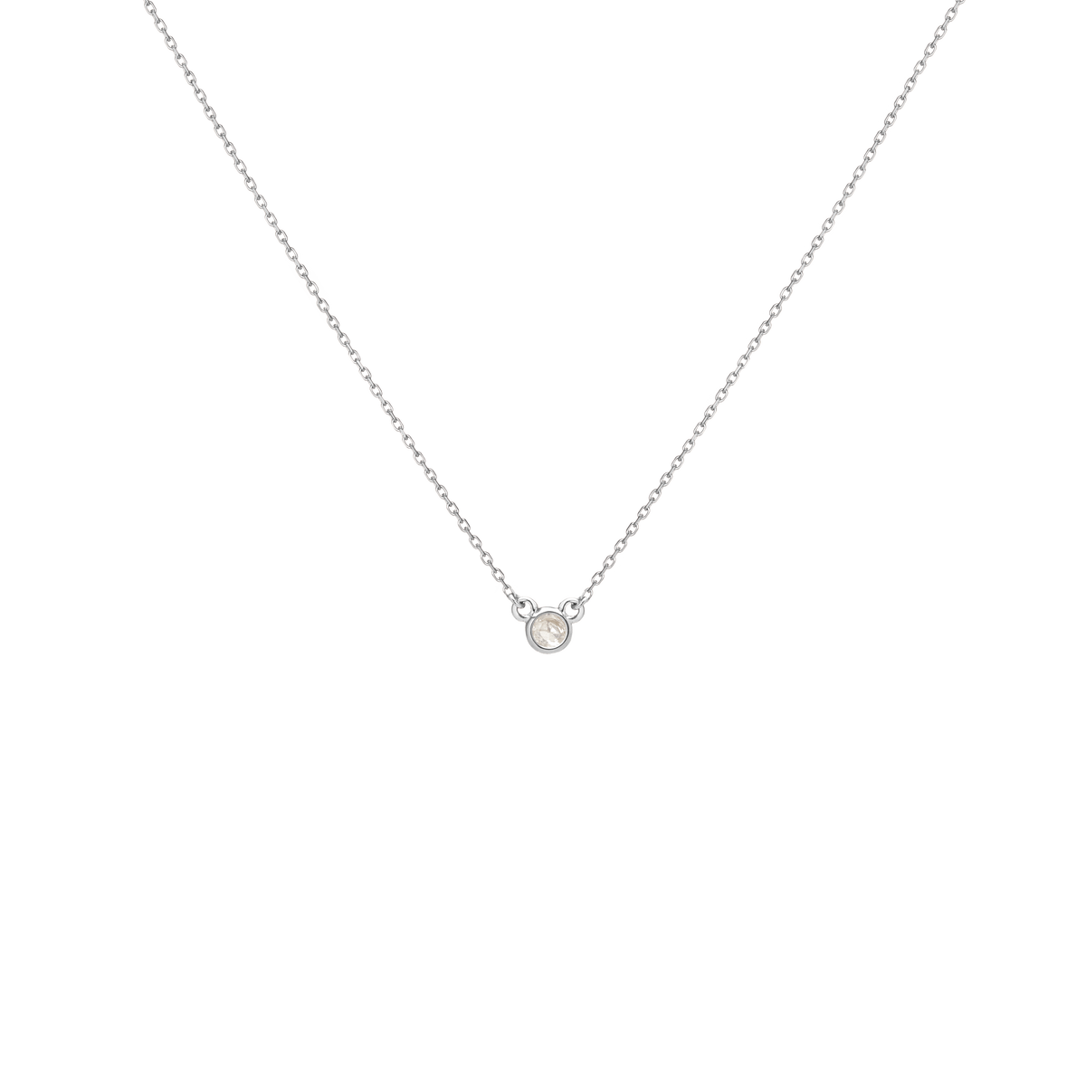 Birthstone Necklace Moonstone - Jun 14K 18K White Gold