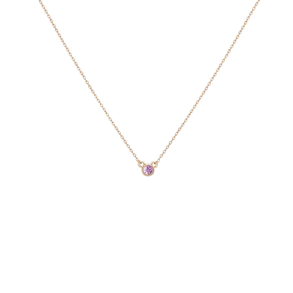 Birthstone Necklace Dark Pink Sapphire - Oct 14K 18K Yellow Gold