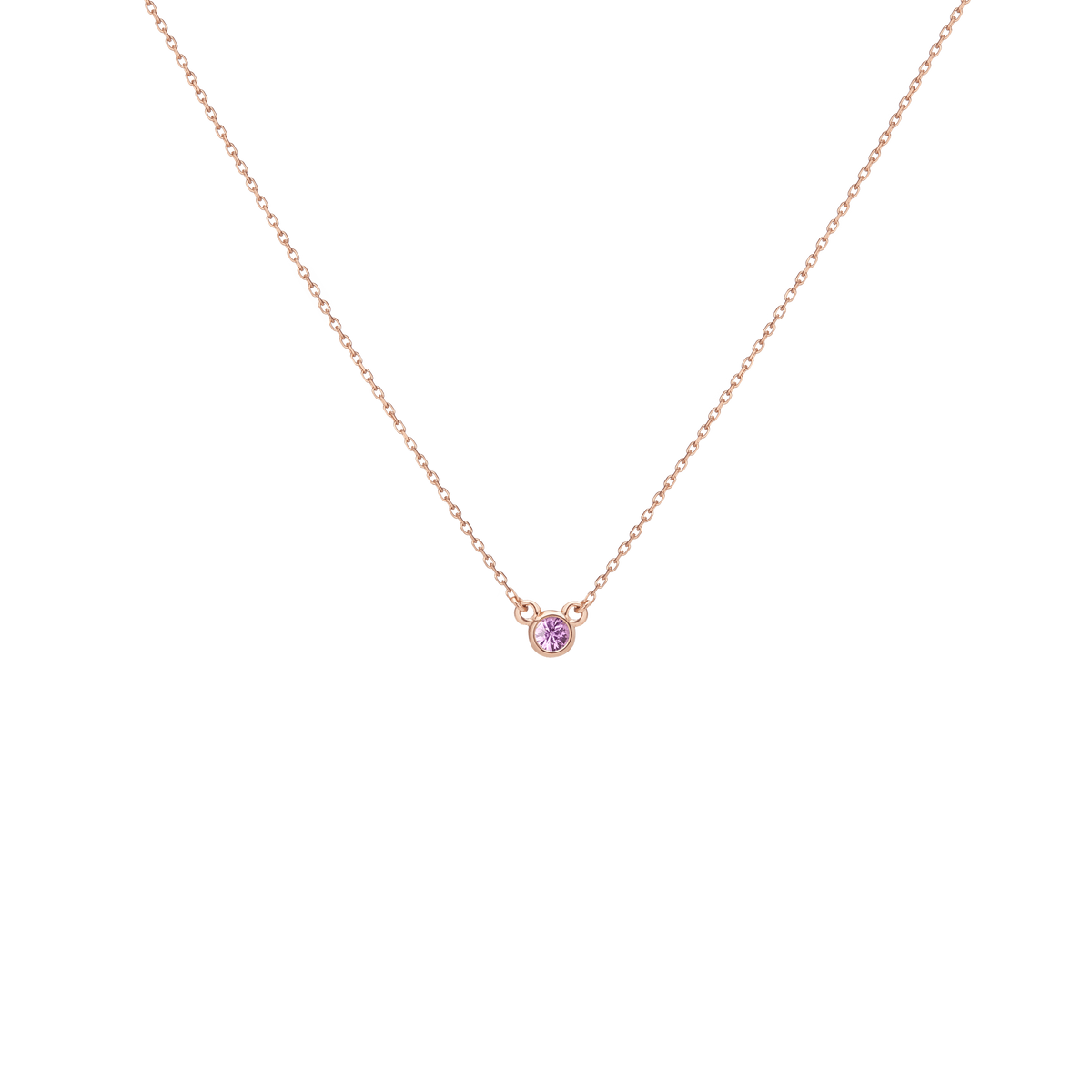 Birthstone Necklace Dark Pink Sapphire - Oct 14K 18K Rose Gold
