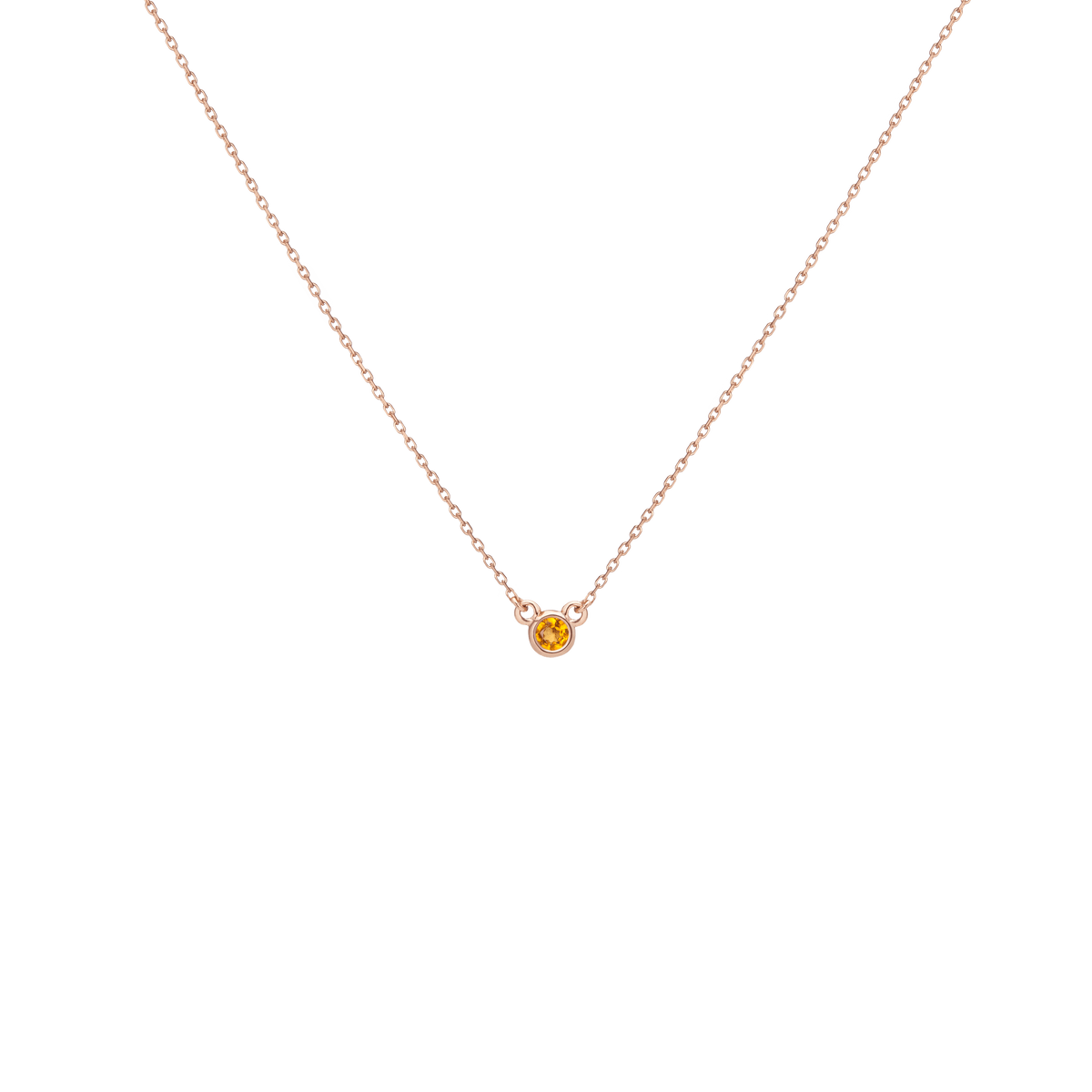 Birthstone Necklace Citrine - Nov 14K 18K Rose Gold