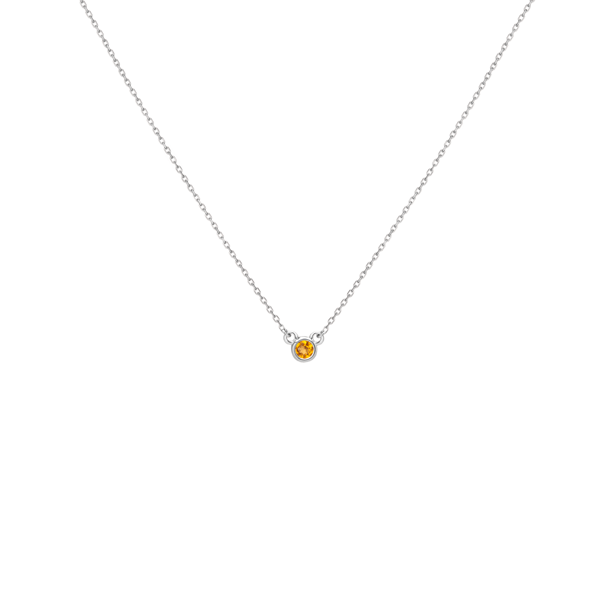Birthstone Necklace Citrine - Nov 14K 18K White Gold