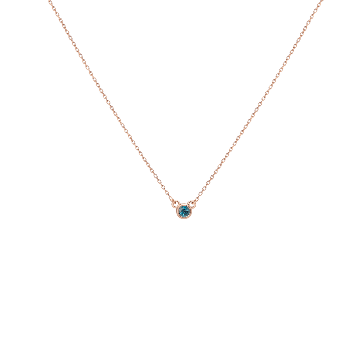 Birthstone Necklace London Blue Topaz - Dec 14K 18K Rose Gold