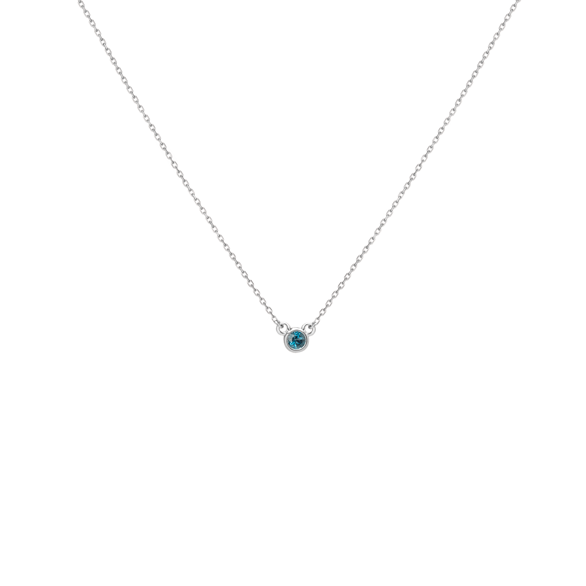 Birthstone Necklace London Blue Topaz - Dec 14K 18K White Gold