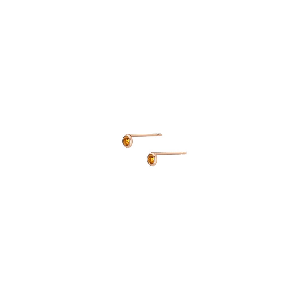 Birthstone Studs Citrine - Nov 14K 18K Rose Gold Single | Pair Side