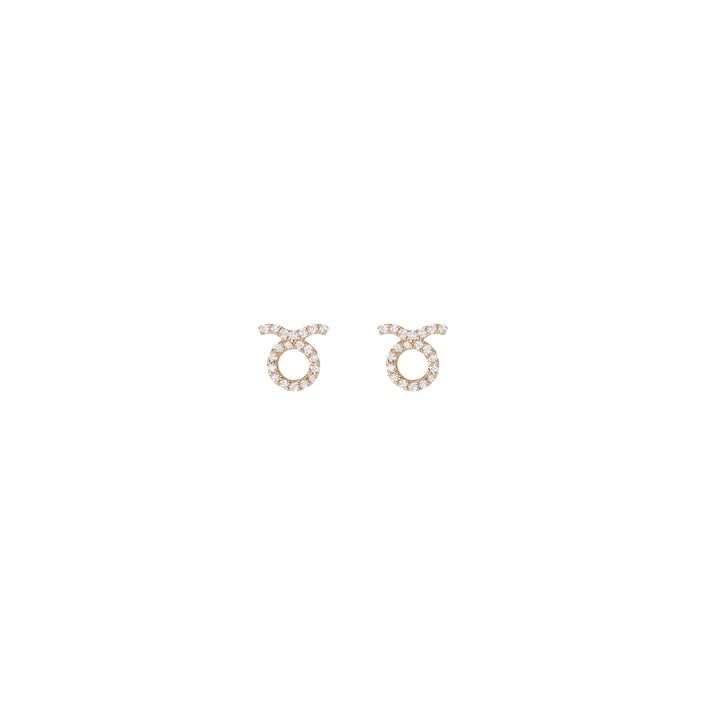 Pave Diamond Zodiac Necklace Taurus 14K 18K Yellow Gold Single | Pair First