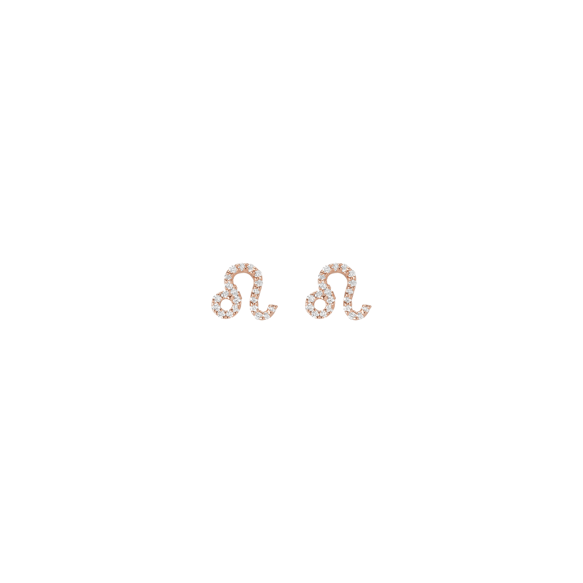 Pave Diamond Zodiac Necklace Leo 14K 18K Rose Gold Single | Pair