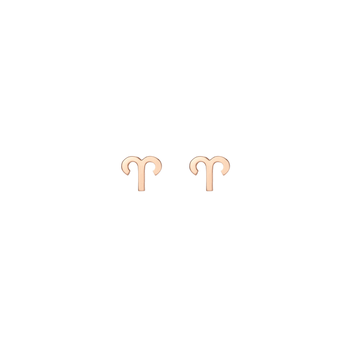 Zodiac Stud Earrings Aries Gold Vermeil 14K 18K Rose Gold Single | Pair Front First