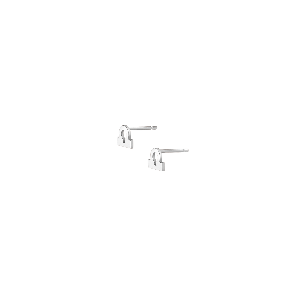 Zodiac Stud Earrings Libra Gold Vermeil 14K 18K White Gold Single | Pair Side