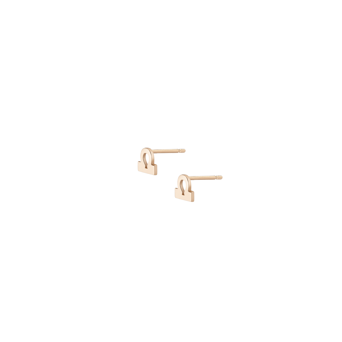 Zodiac Stud Earrings Libra Gold Vermeil 14K 18K Yellow Gold Single | Pair Side