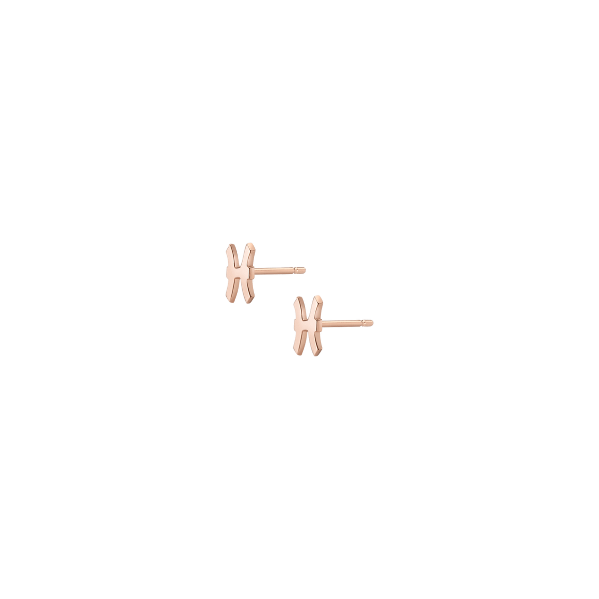 Zodiac Stud Earrings Pisces Gold Vermeil 14K 18K Rose Gold Single | Pair Side