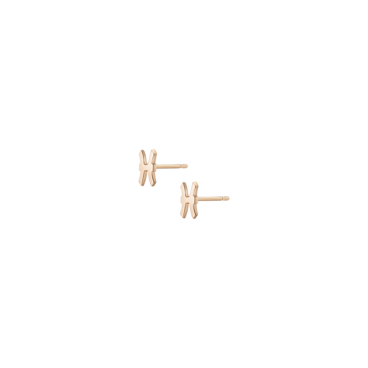Zodiac Stud Earrings Pisces Gold Vermeil 14K 18K Yellow Gold Single | Pair Side