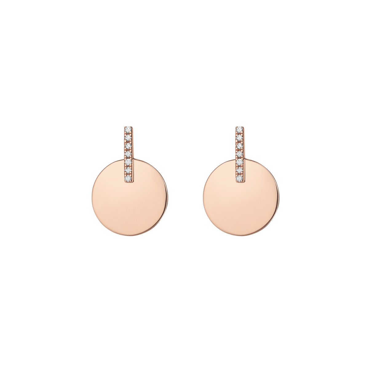 Gold Disk Earring  Rose Gold Vermeil 14k Rose Gold 18k Rose Gold White Diamonds     Front First Pair | Single |