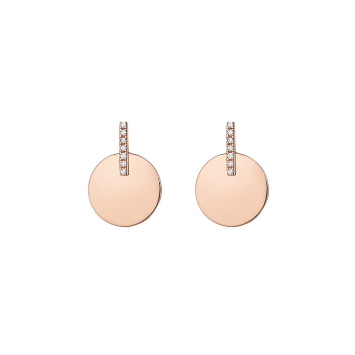 Gold Disk Earring  Rose Gold Vermeil 14k Rose Gold 18k Rose Gold White Diamonds     Front First Pair | Single |