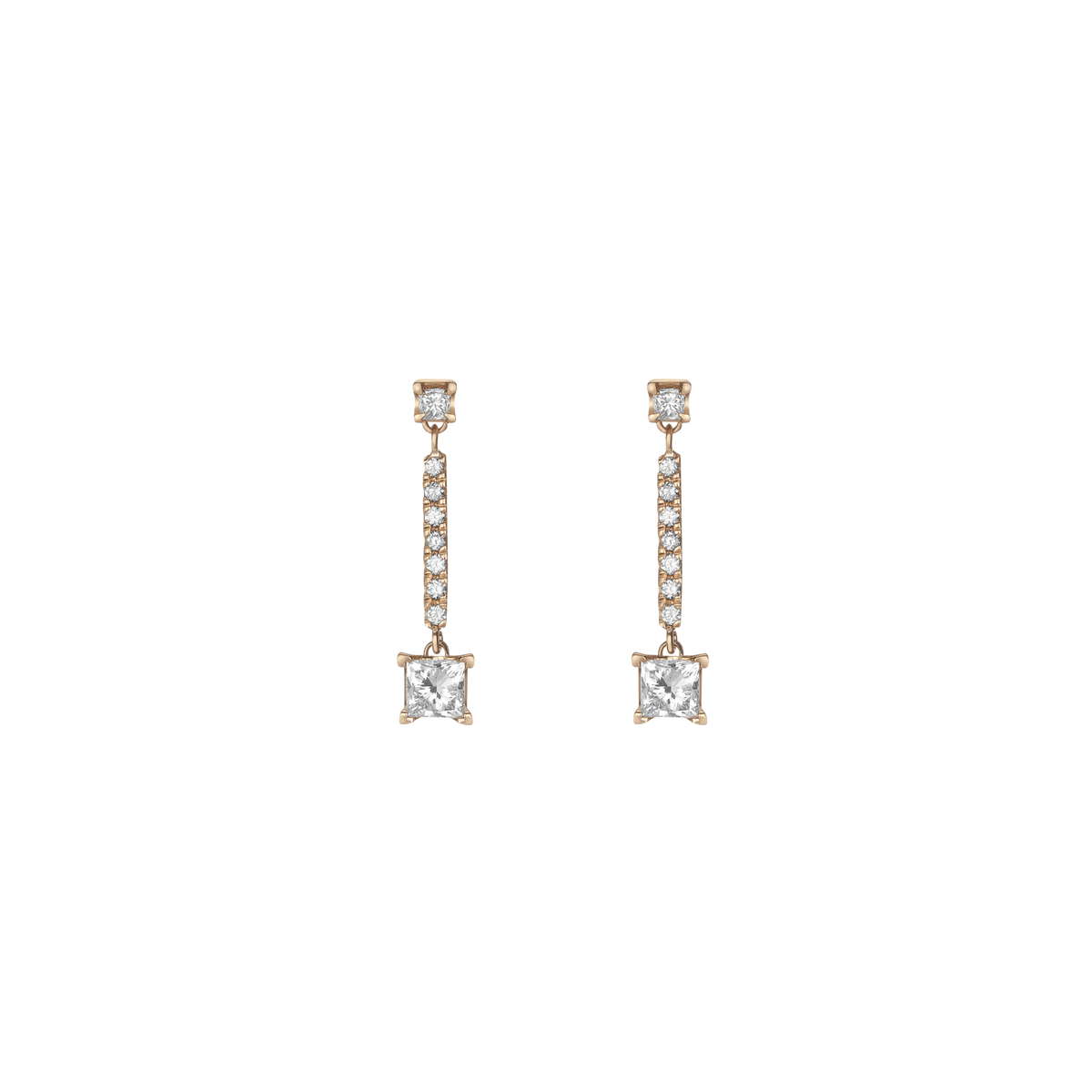 Asymmetric Diamond Earrings Yellow Gold Vermeil 14k Yellow Gold 18k Yellow Gold White Diamonds    Front First Pair | Single |
