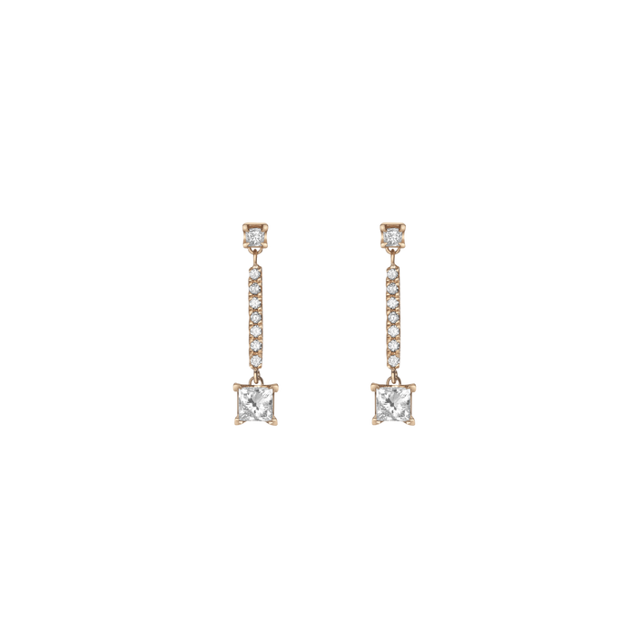Asymmetric Diamond Earrings Yellow Gold Vermeil 14k Yellow Gold 18k Yellow Gold White Diamonds    Front First Pair | Single |