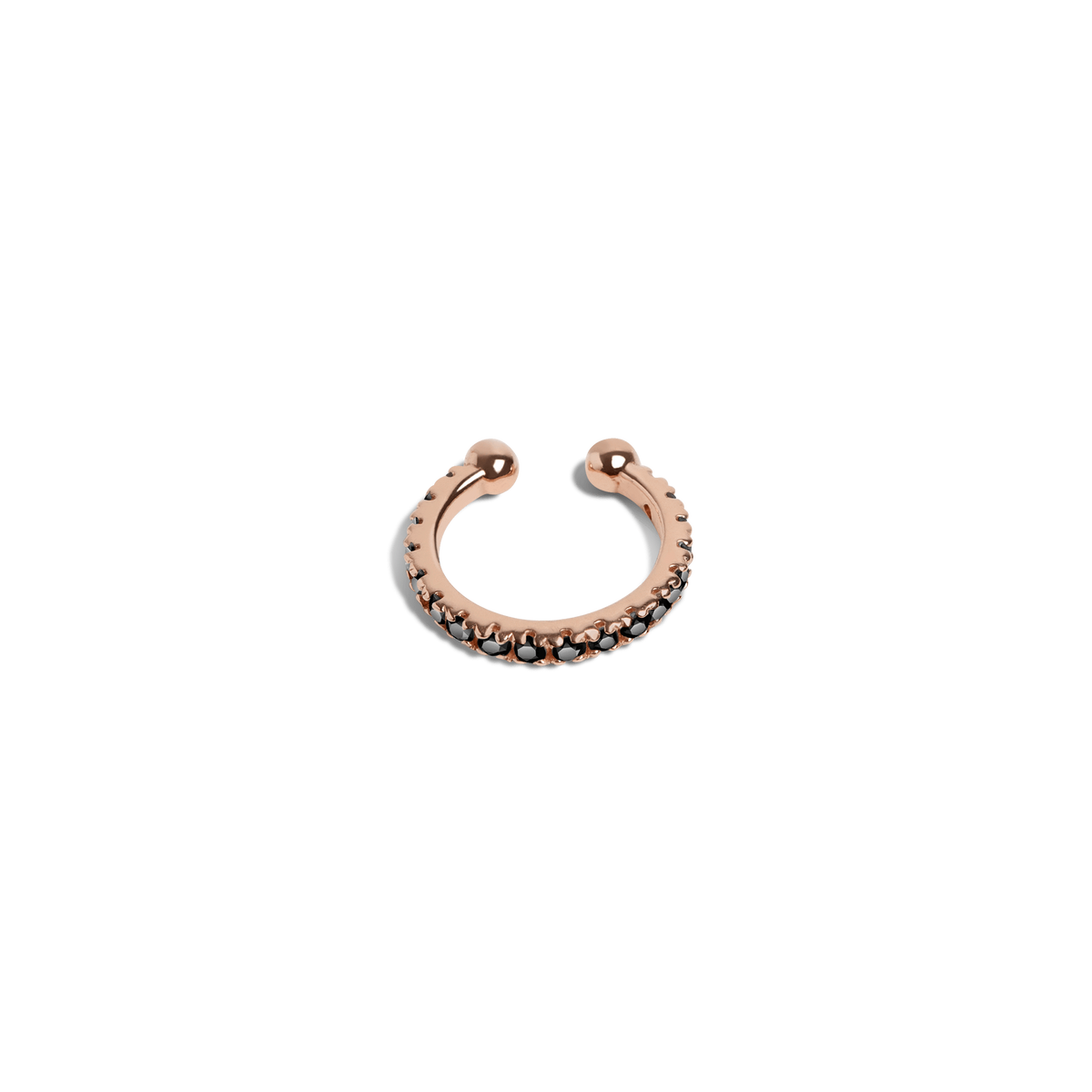 Mini Earcuff Rose Gold Vermeil 14k Rose Gold 18k Rose Gold Black Diamonds Laid down    Front First Pair | Single |