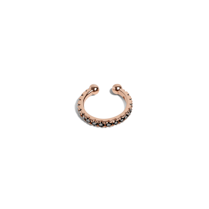 Mini Earcuff Rose Gold Vermeil 14k Rose Gold 18k Rose Gold Black Diamonds Laid down    Front First Pair | Single |