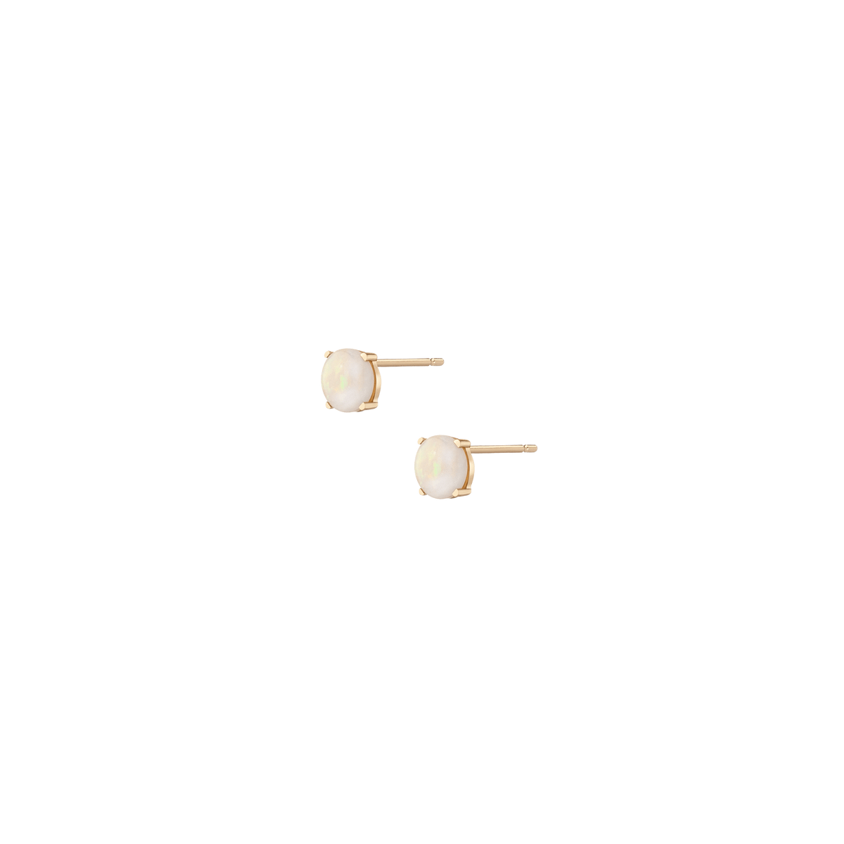 Simple Opal Stud Earrings Yellow Gold 14K 18K Single | Pair