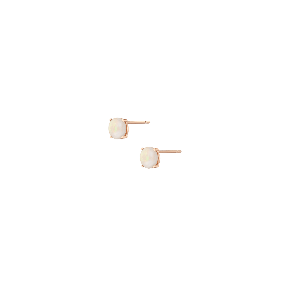 Simple Opal Stud Earrings Rose Gold 14K 18K Single | Pair
