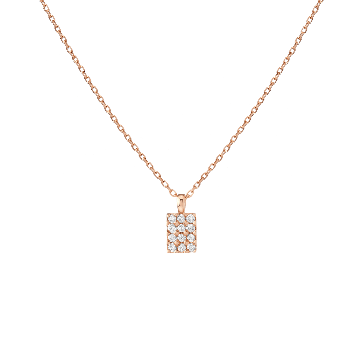 Diamond Signet Pendant Rose Gold 14K 18K First