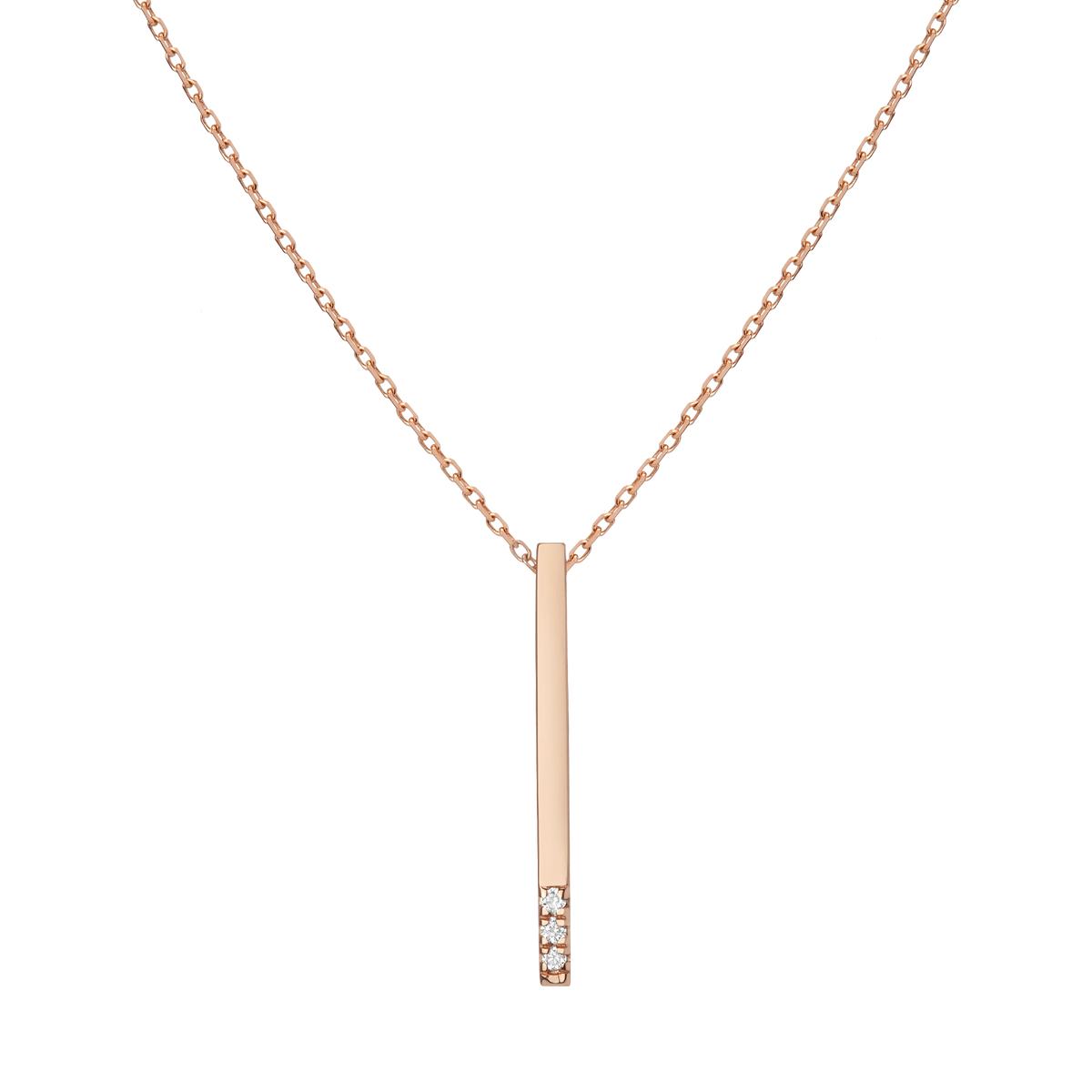 Diamond Short Gold Bar Drop Necklace Rose Gold 14K 18K First