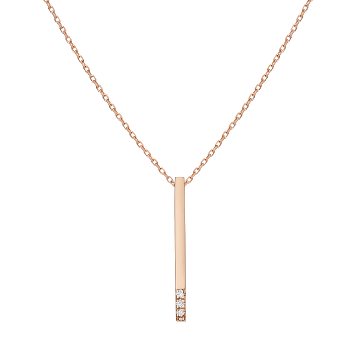 Diamond Short Gold Bar Drop Necklace Rose Gold 14K 18K First