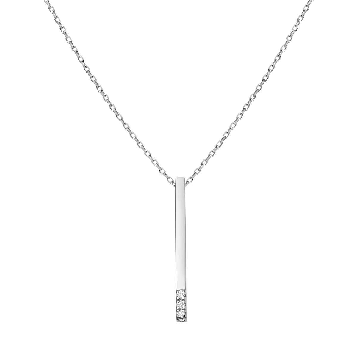 Diamond Short Gold Bar Drop Necklace White Gold 14K 18K First