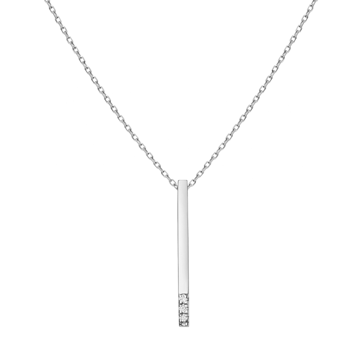 Diamond Short Gold Bar Drop Necklace White Gold 14K 18K First